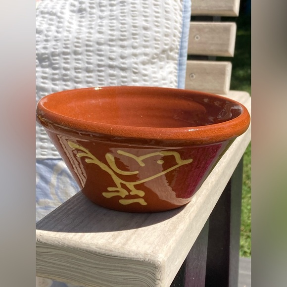 Westmoore Pottery Other - Vintage Westmoore Pottery Redware Ceramic Deep Dish Bowl with Yellow Bird Design